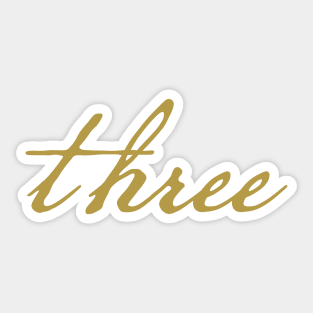 Three Christmas Gift Minimal Typography Gold Script Sticker